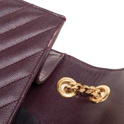 Pre Owned Saint Laurent Burgundy Matelassé Leather Large Cassandre Flap Shoulder Bag