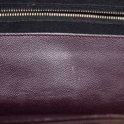Pre Owned Saint Laurent Burgundy Matelassé Leather Large Cassandre Flap Shoulder Bag