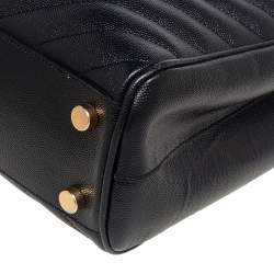 Pre Owned Saint Laurent Black Matelassé Leather Cassandre Shopper Tote