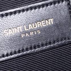 Pre Owned Saint Laurent Black Matelassé Leather Cassandre Shopper Tote