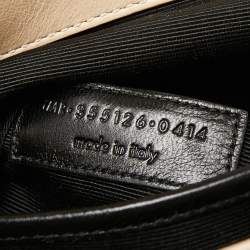 Pre Owned حقيبة سان لوران موجيك جلد بيج بيد علوية متوسطة