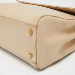 Pre Owned حقيبة سان لوران موجيك جلد بيج بيد علوية متوسطة