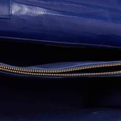 Pre Owned Saint Laurent Blue Leather and Fabric Muse Two Bag