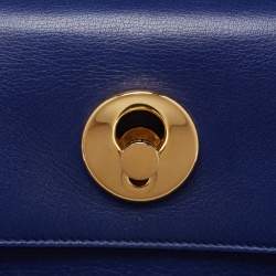 Pre Owned Saint Laurent Blue Leather and Fabric Muse Two Bag