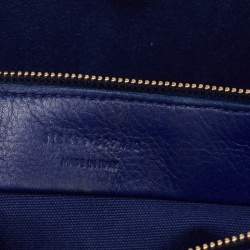 Pre Owned Saint Laurent Blue Leather and Fabric Muse Two Bag