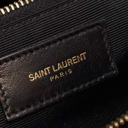 Saint Laurent Black Matelassé Leather Cassandre Shopper Tote