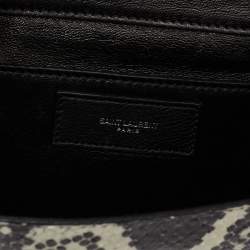 Pre Owned حقيبة كتف سان لوران بيتي جلد ثعبان ثنائي اللون مزخرف بقلاب 