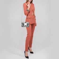 Pre Owned حقيبة كتف سان لوران بيتي جلد ثعبان ثنائي اللون مزخرف بقلاب 