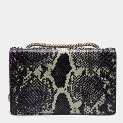 Pre Owned حقيبة كتف سان لوران بيتي جلد ثعبان ثنائي اللون مزخرف بقلاب 