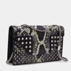 Pre Owned حقيبة كتف سان لوران بيتي جلد ثعبان ثنائي اللون مزخرف بقلاب 