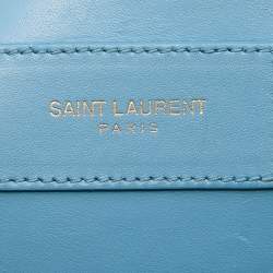 Pre Owned Saint Laurent Light Blue Leather Classic Baby Duffle Bag