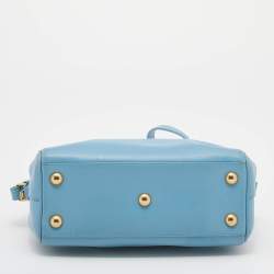 Pre Owned Saint Laurent Light Blue Leather Classic Baby Duffle Bag
