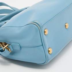 Pre Owned Saint Laurent Light Blue Leather Classic Baby Duffle Bag