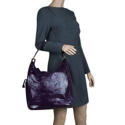 Pre Owned Saint Laurent Paris Purple Patent Leather Multy Hobo