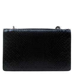 Pre Owned حقيبة كتف سان لوران باريس بيتي جلد ثعبان أسود