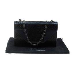 Pre Owned حقيبة كتف سان لوران باريس بيتي جلد ثعبان أسود