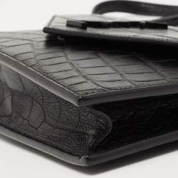 Pre Owned محفظة بسلسلة سان لورانجلد نقشة التمساح أسود مونوغرام نمط الظرف