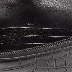 Pre Owned محفظة بسلسلة سان لورانجلد نقشة التمساح أسود مونوغرام نمط الظرف