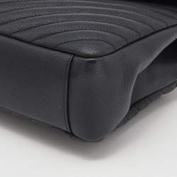 Pre Owned Saint Laurent Black Matelassé Leather Large College Top Handle Bag