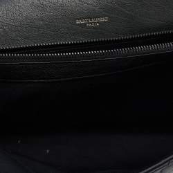 Pre Owned Saint Laurent Black Matelassé Leather Large College Top Handle Bag