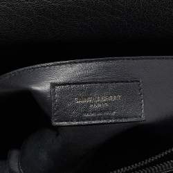 Pre Owned Saint Laurent Black Matelassé Leather Large College Top Handle Bag