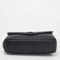 Pre Owned Saint Laurent Black Matelassé Leather Large College Top Handle Bag