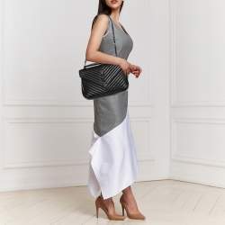 Pre Owned Saint Laurent Black Matelassé Leather Large College Top Handle Bag