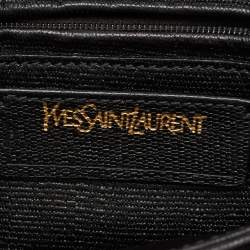 Pre Owned حقيبة كتف إيف سان لوران شيك جلد أسود بقلاب كبيرة