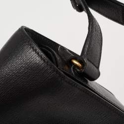 Pre Owned حقيبة كتف إيف سان لوران شيك جلد أسود بقلاب كبيرة