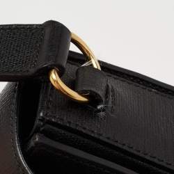 Pre Owned حقيبة كتف إيف سان لوران شيك جلد أسود بقلاب كبيرة