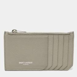 Saint Laurent Grey Leather Fragment Card Case