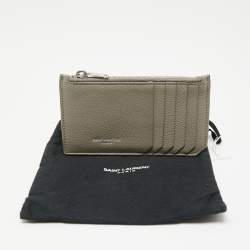 Saint Laurent Grey Leather Fragment Card Case