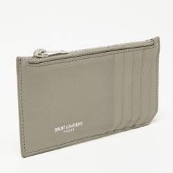 Saint Laurent Grey Leather Fragment Card Case