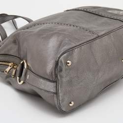 Pre Owned حقيبة ساتشل إيف سان لوران ميوس جلد رصاصي ميتاليك كبيرة