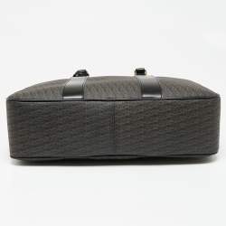 Saint Laurent Brown/Black Signature Coated Canvas and Leather Briefcase