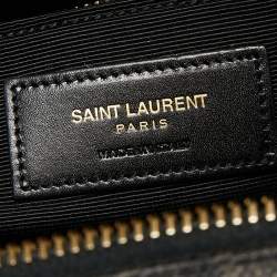 Saint Laurent Brown/Black Signature Coated Canvas and Leather Briefcase