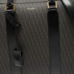 Saint Laurent Brown/Black Signature Coated Canvas and Leather Briefcase
