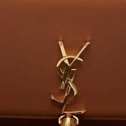 Pre Owned Saint Laurent Tan Leather Kate Tassel Wallet On Chain