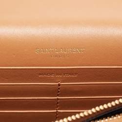 Pre Owned Saint Laurent Tan Leather Kate Tassel Wallet On Chain