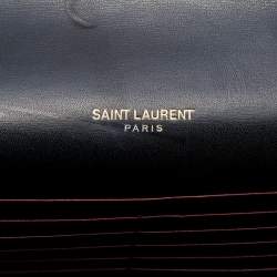 Pre Owned Saint Laurent Black Leather Cassandra Wallet on Chain
