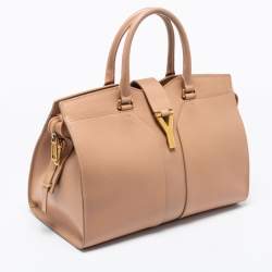 Pre Owned Yves Saint Laurent Nude Beige Leather Medium Cabas Chyc Tote