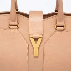 Pre Owned Yves Saint Laurent Nude Beige Leather Medium Cabas Chyc Tote