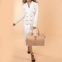Pre Owned Yves Saint Laurent Nude Beige Leather Medium Cabas Chyc Tote