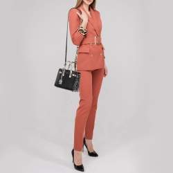 Pre Owned حقيبة يد سان لوران نانو كلاسيك ساك دو جور جلد وجلد نقش ثعبان بيج/ أسود