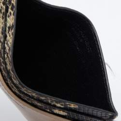Saint Laurent Beige/Black Python Embossed and Leather Card Holder    