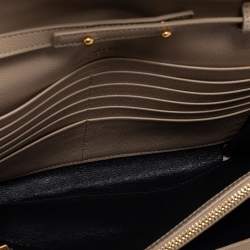 Pre Owned Saint Laurent Beige Matelassé Leather Monogram Envelope Wallet on Chain