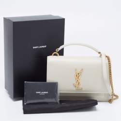 Pre Owned Saint Laurent Off White Leather Sunset Chain Bag