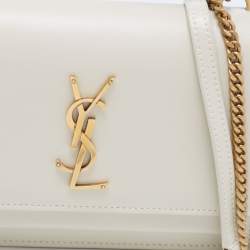 Pre Owned Saint Laurent Off White Leather Sunset Chain Bag