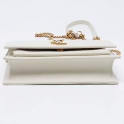 Pre Owned Saint Laurent Off White Leather Sunset Chain Bag