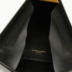 Pre Owned Saint Laurent Black Leather Pyramid Box Wristlet Clutch
